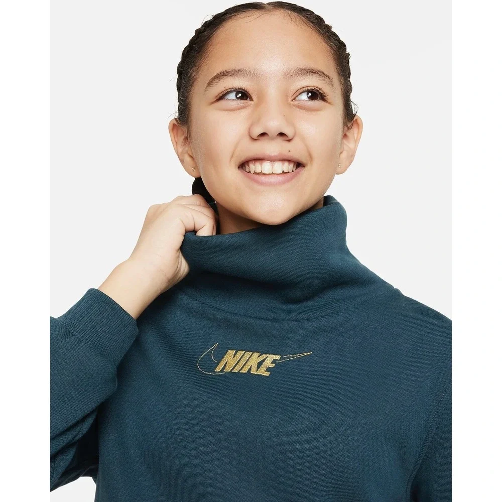 Nike Sportswear Club Fleece Big Kids Long Sleeve Funnel Neck Sz L FJ6160-328